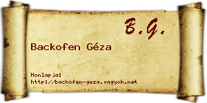 Backofen Géza névjegykártya
