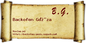 Backofen Géza névjegykártya