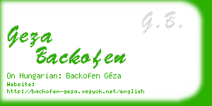 geza backofen business card
